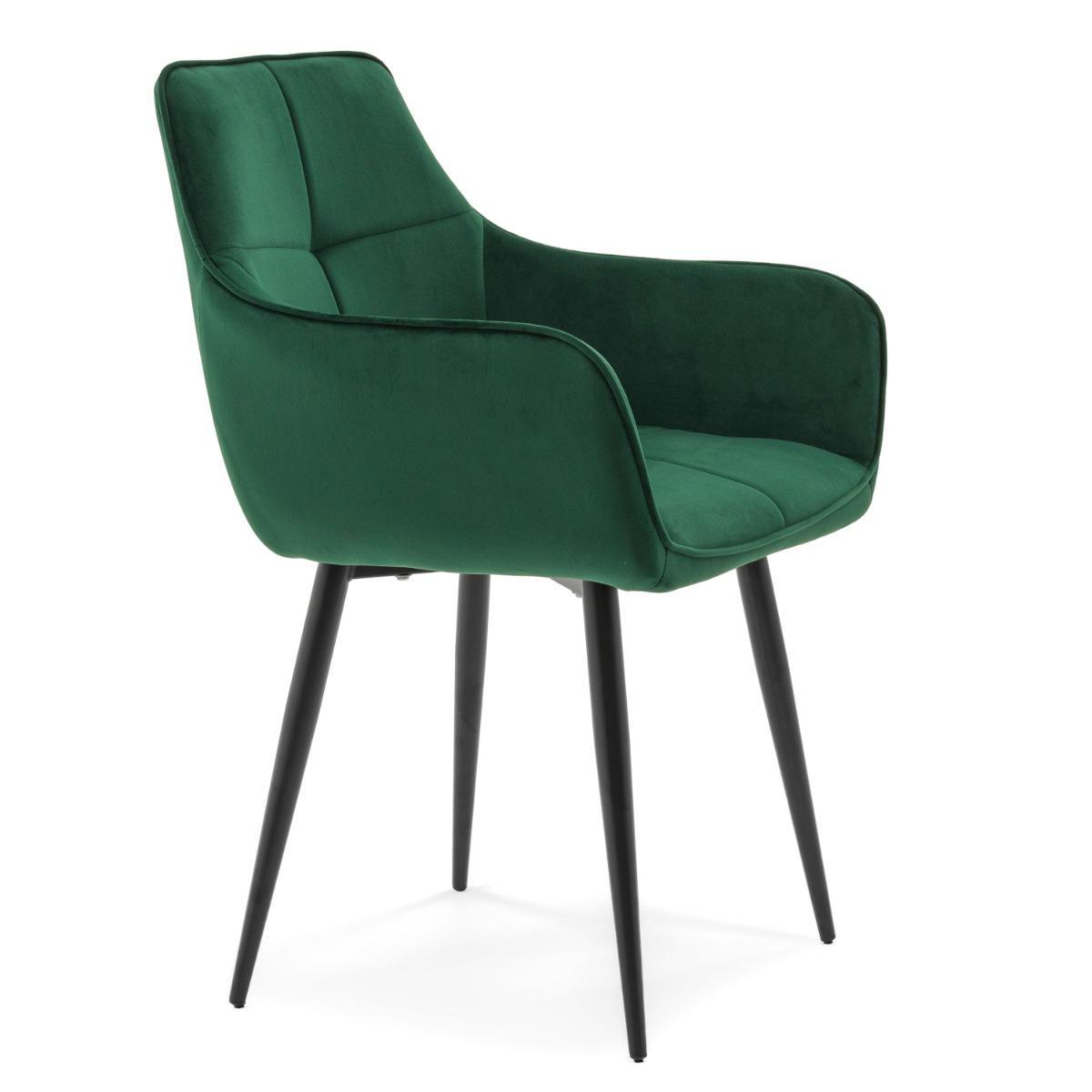 Krzesło QUATTRO w kolorze zielonym tapicerowane welurowe velvet aksamit do jadalni lub salonu  6 Full Screen