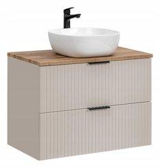 Szafka łazienkowa z umywalką 80 cm ADEL CASHMERE z blatem dąb wotan i szufladami kaszmirowa - Miniaturka zdjęcia nr 1