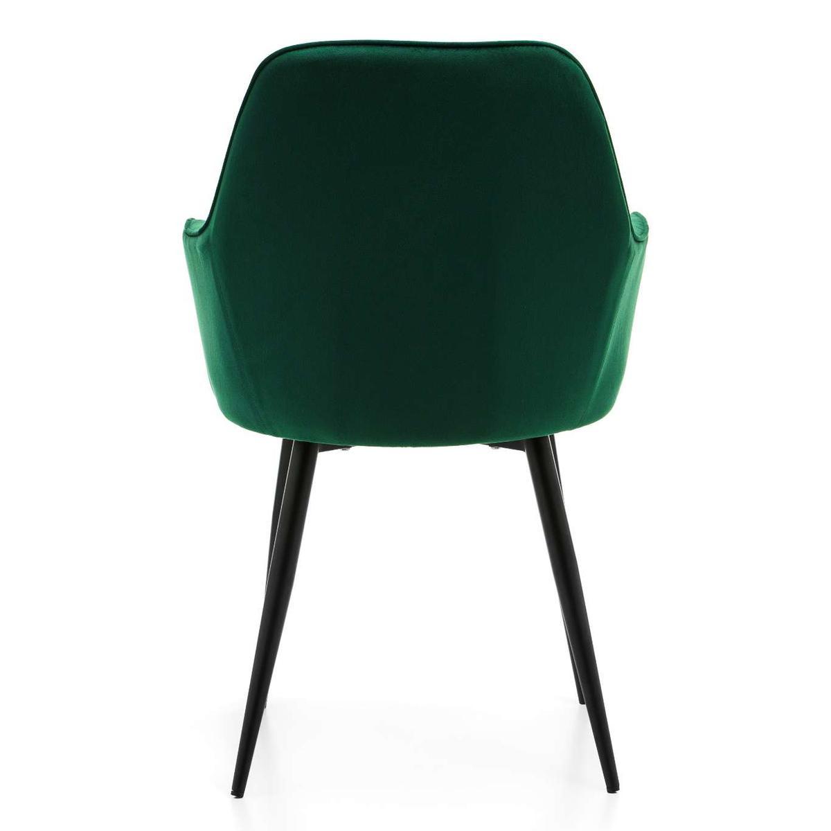 Krzesło EMILIA zielone welurowe pikowane tapicerowane z poduszką do jadalni lub salonu 7 Full Screen