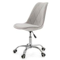 Krzesło do biurka DUBLIN biurowe krzesło obrotowe welurowe z poduszka do pokoju biura jasnoszare - Miniaturka zdjęcia nr 4