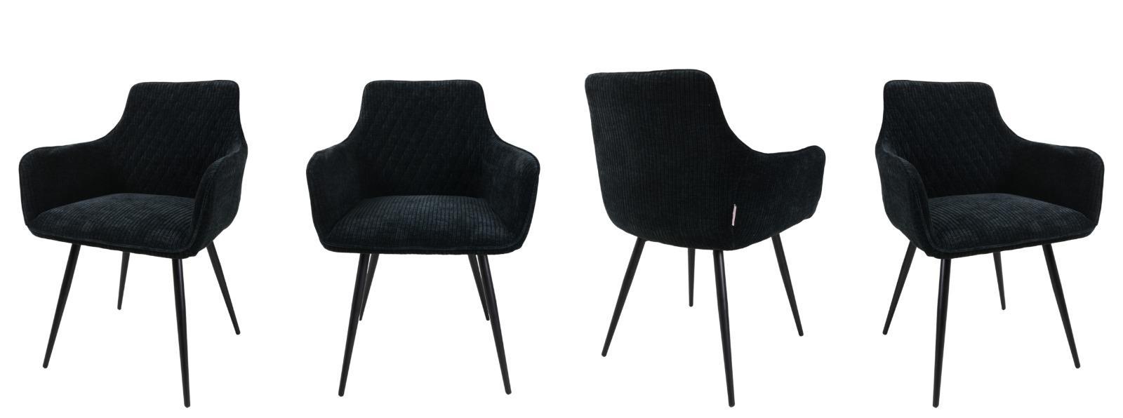 Fotel Lizbona krzesło 57,5x84,5x59 cm sztruks czarny metalowe nogi czarne do salonu nr. 3