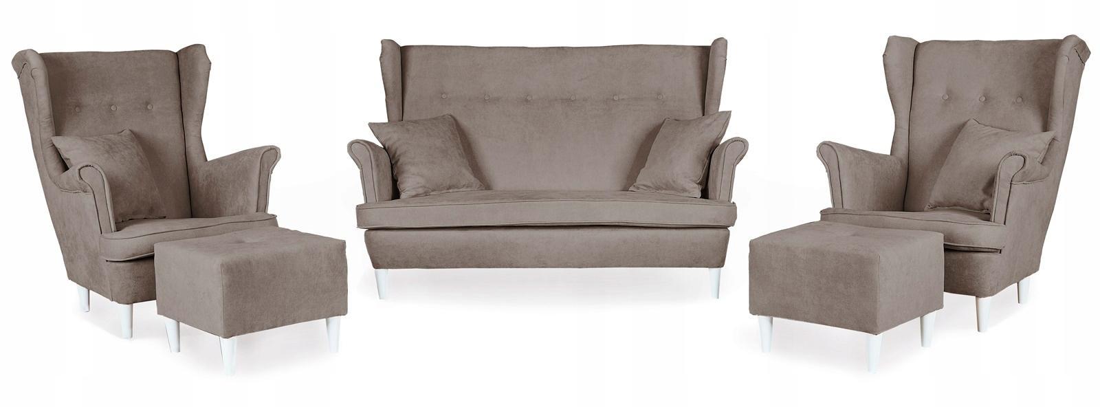 Zestaw wypoczynkowy mebli ARI 149x104x92 cm uszak sofa fotele pufy do salonu Enjoy beżowy nr. 1