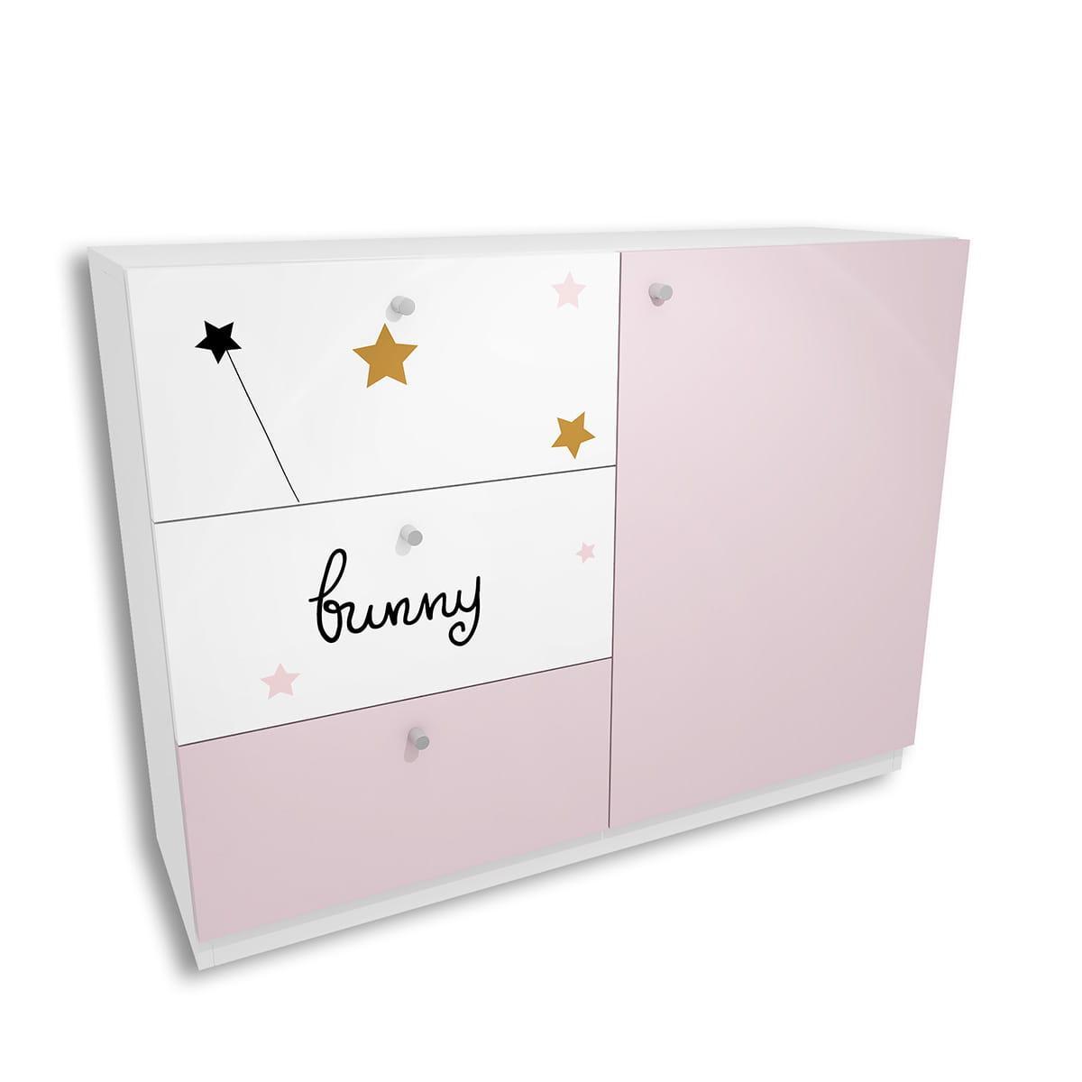 Komoda FAIRY 120x90 cm lawendowa różowa 3 szuflady dla dziecka  0 Full Screen