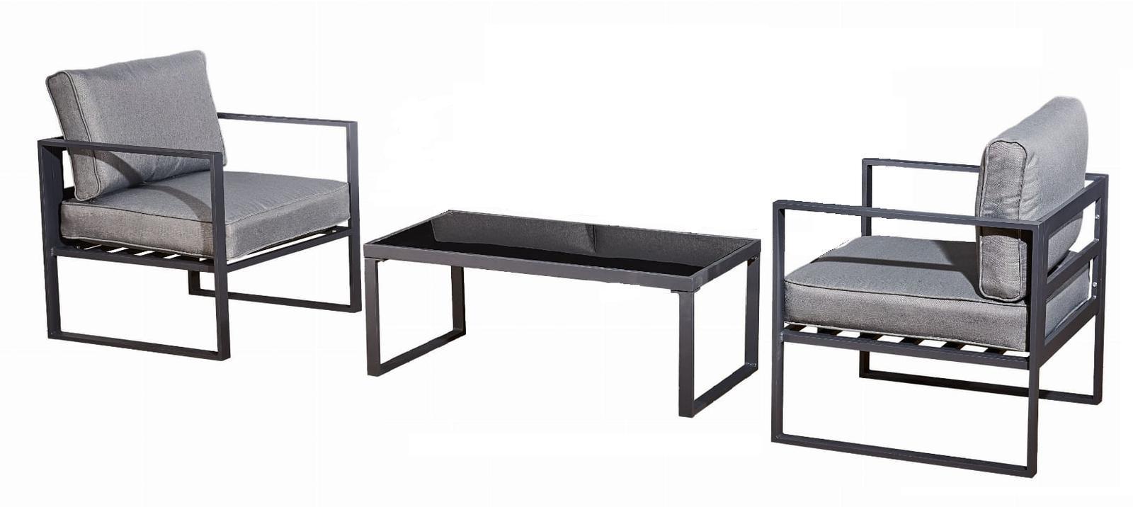 Zestaw mebli ogrodowych Mostrare 73x63x63 cm 2 fotele + stolik balkonowy aluminium na taras do ogrodu szary nr. 6
