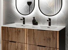 Zestaw mebli łazienkowych 120 cm XILO BLACK z umywalką i lustrami + syfon dąb wotan - Miniaturka zdjęcia nr 14