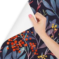 Tapeta w stylu retro kwiaty liście zieleń jadalnia  - Miniaturka zdjęcia nr 1