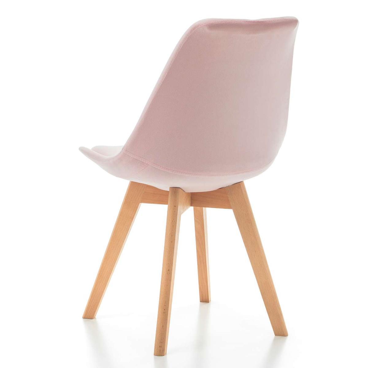 Krzesło DUBLIN różowe tapicerowane welurem z poduszką do jadalni lub salonu nr. 7