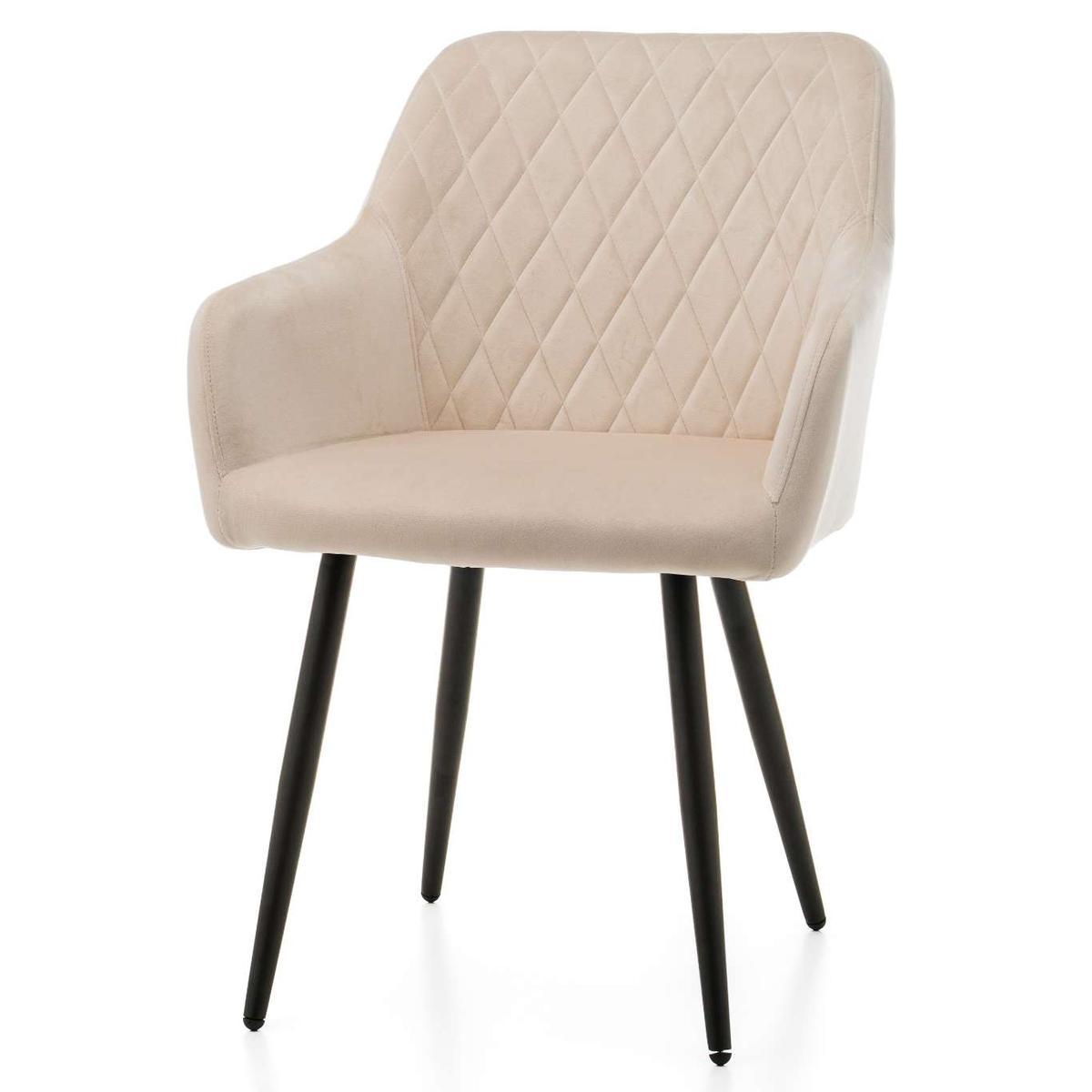 Krzesło TODI beżowe pikowane welurowe tapicerowane do jadalni lub salonu nr. 3