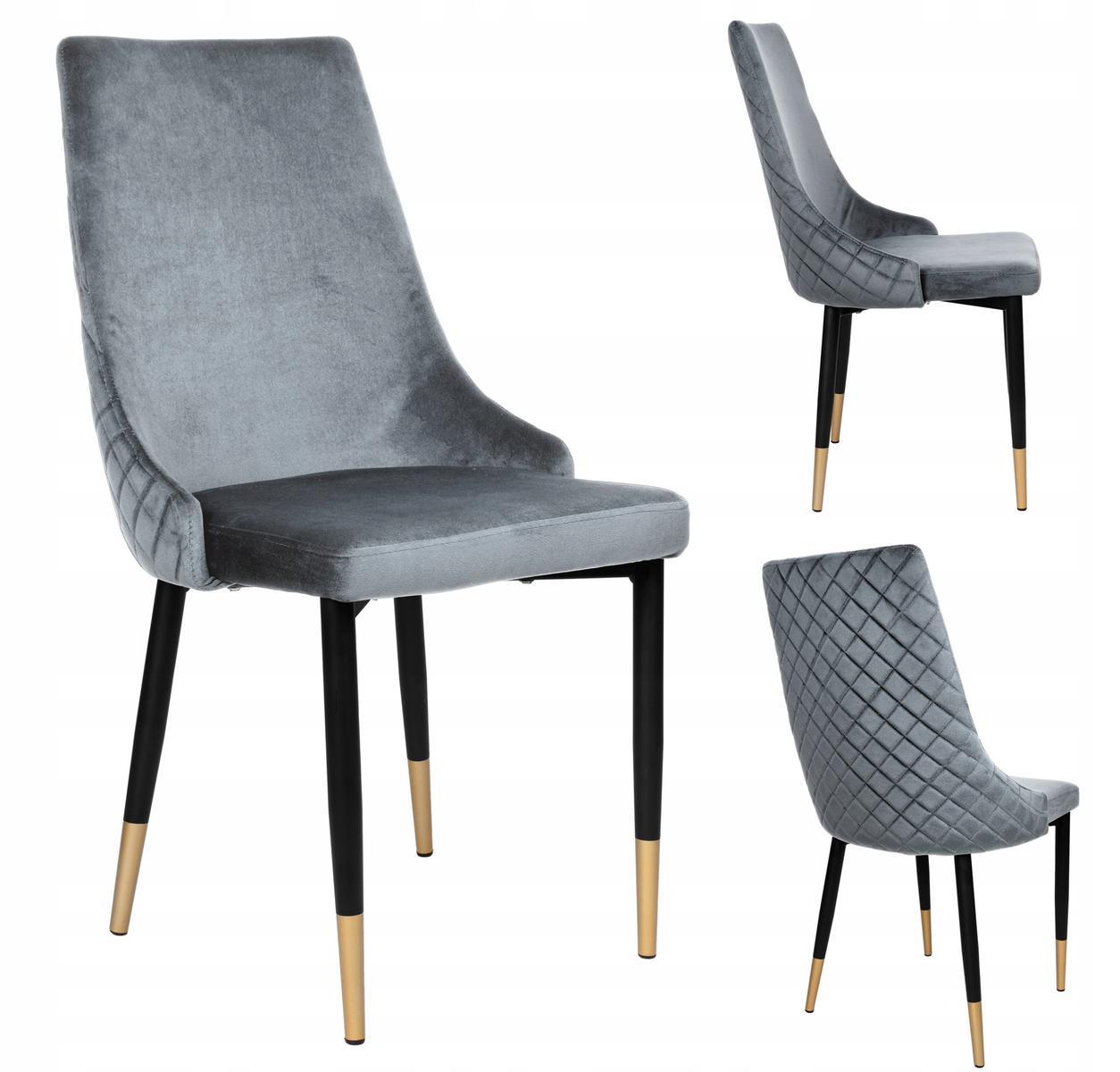 Krzesło tapicerowane Dexter 48x93x58 cm Velvet szary na czarnych nóżkach do jadalni lub salonu 0 Full Screen