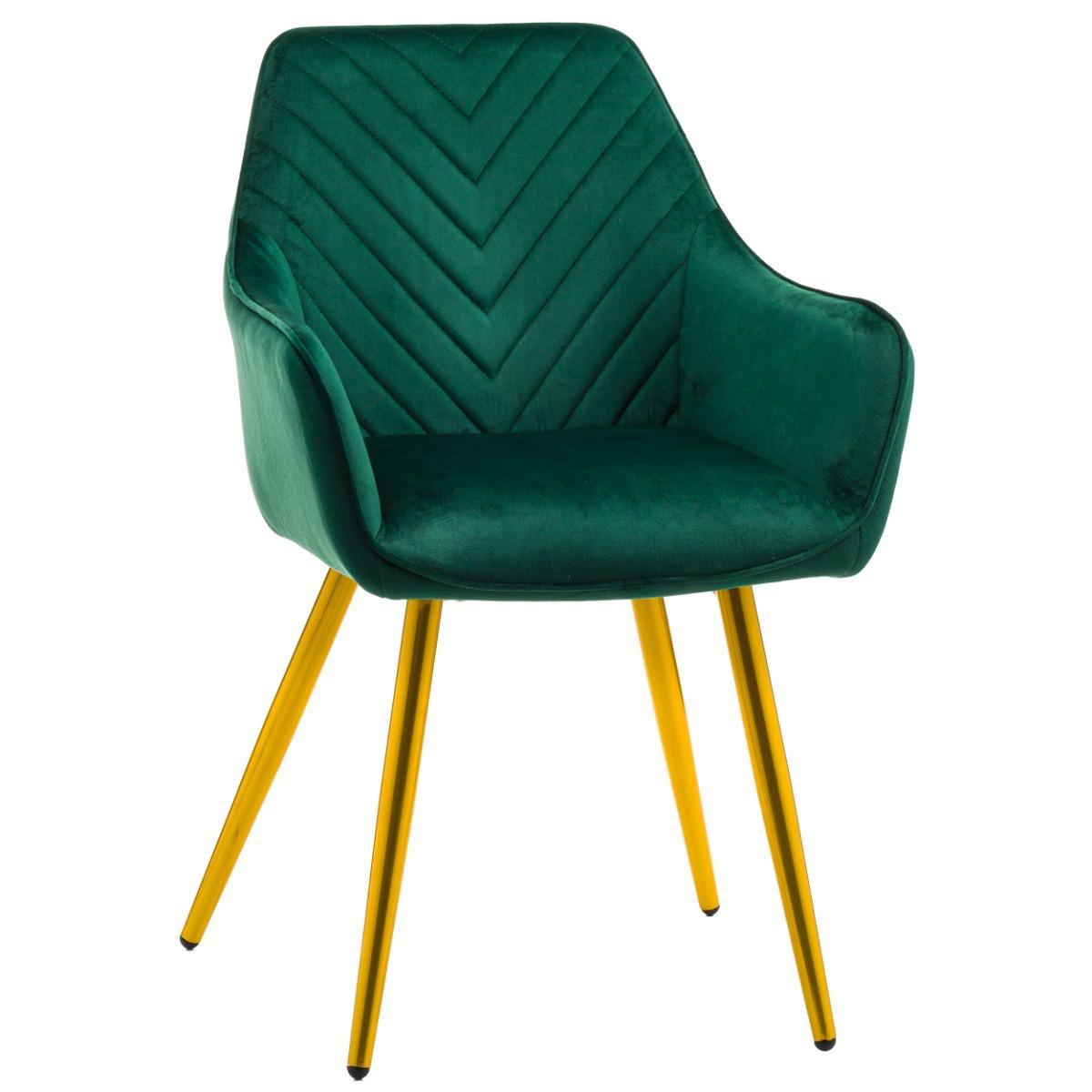 Krzesło VASTO zielone tapicerowane welurem złote nóżki do jadalni lub salonu  0 Full Screen