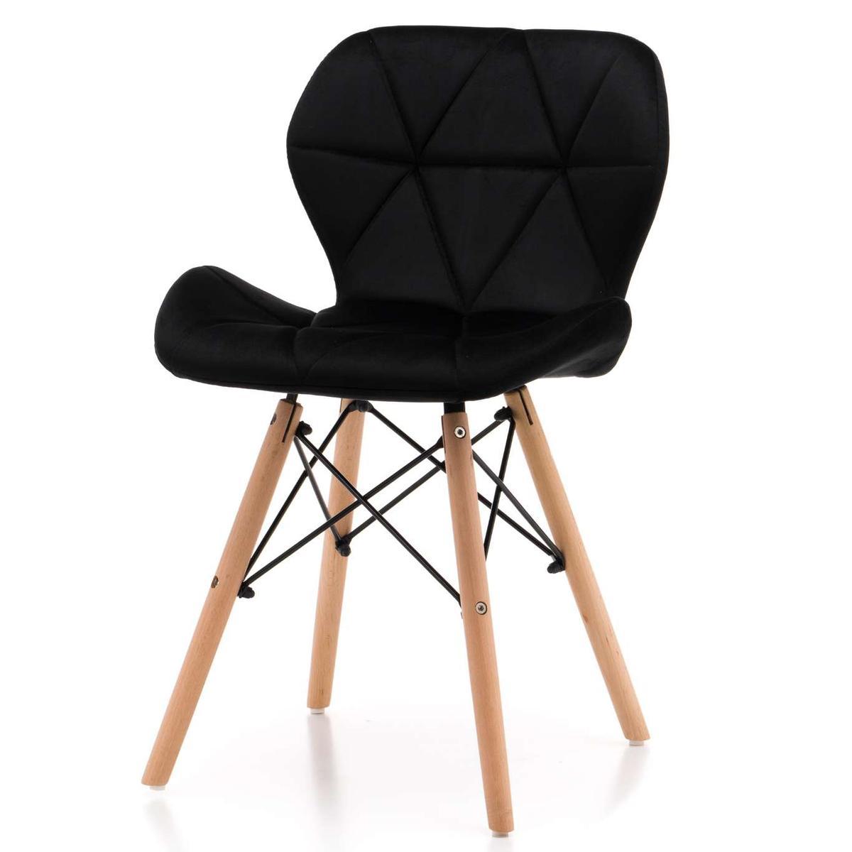 Krzesło DURO czarne tapicerowane welurem pikowane do jadalni lub salonu  nr. 3