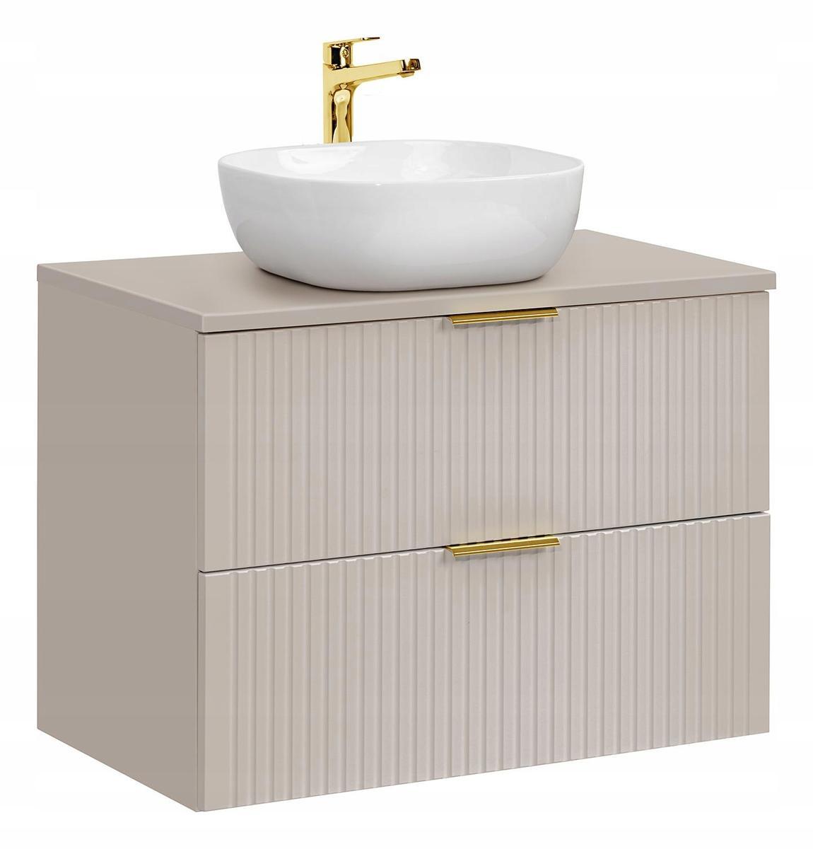 Szafka łazienkowa z umywalką 80 cm ADEL CASHMERE z blatem i szufladami kaszmirowa nr. 1
