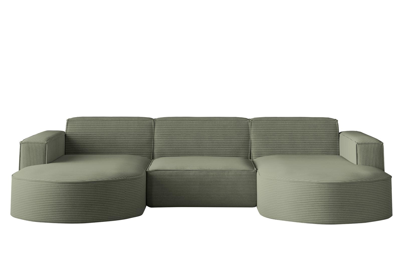 Sofa MODENA STUDIO 299x78x165 cm bez funkcji spania do salonu sztruksowa POSO jasnozielony nr. 1