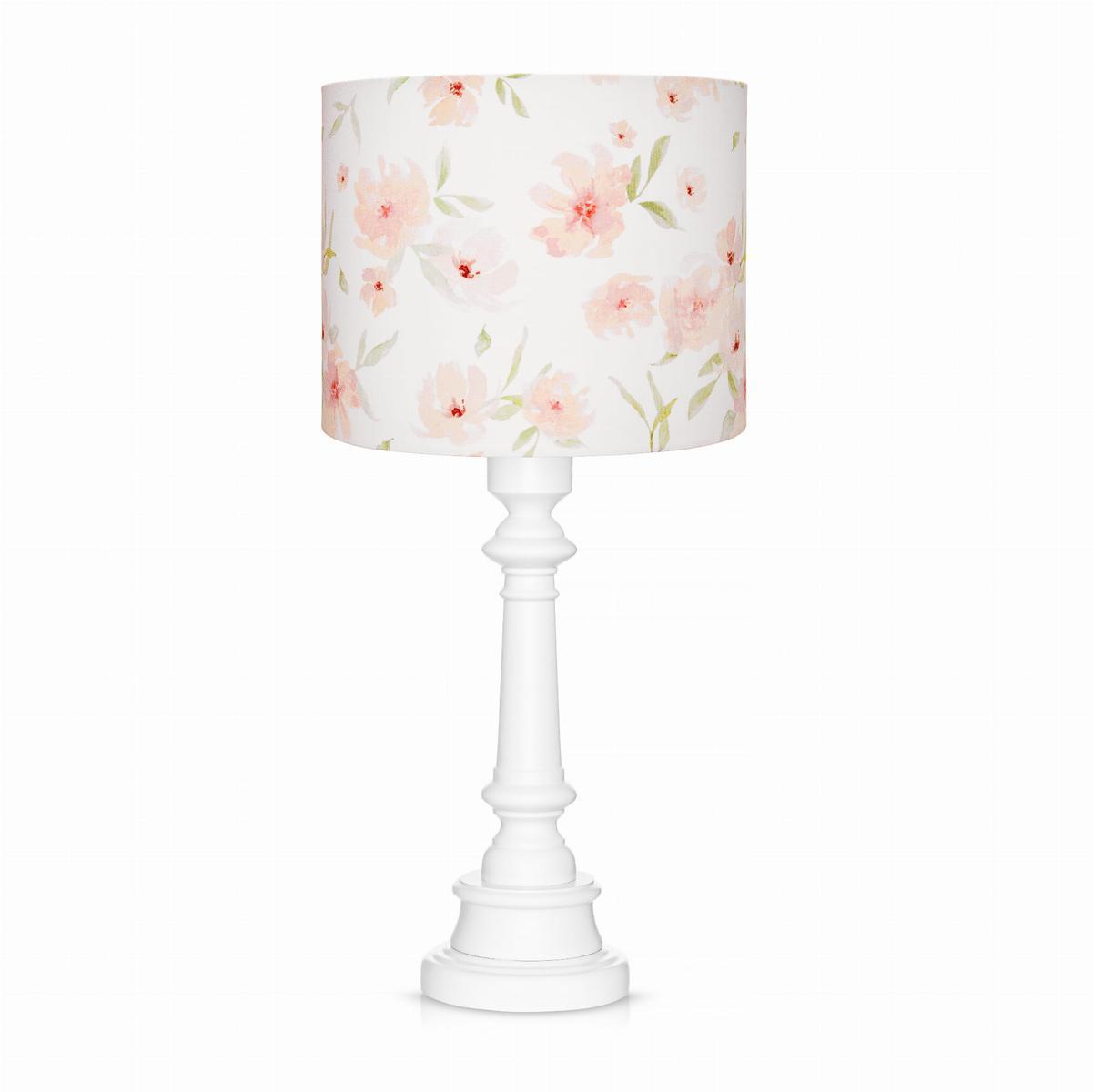 Lampa stołowa BLOSSOM 25x25x55 cm biała w kwiaty drewno białe 0 Full Screen