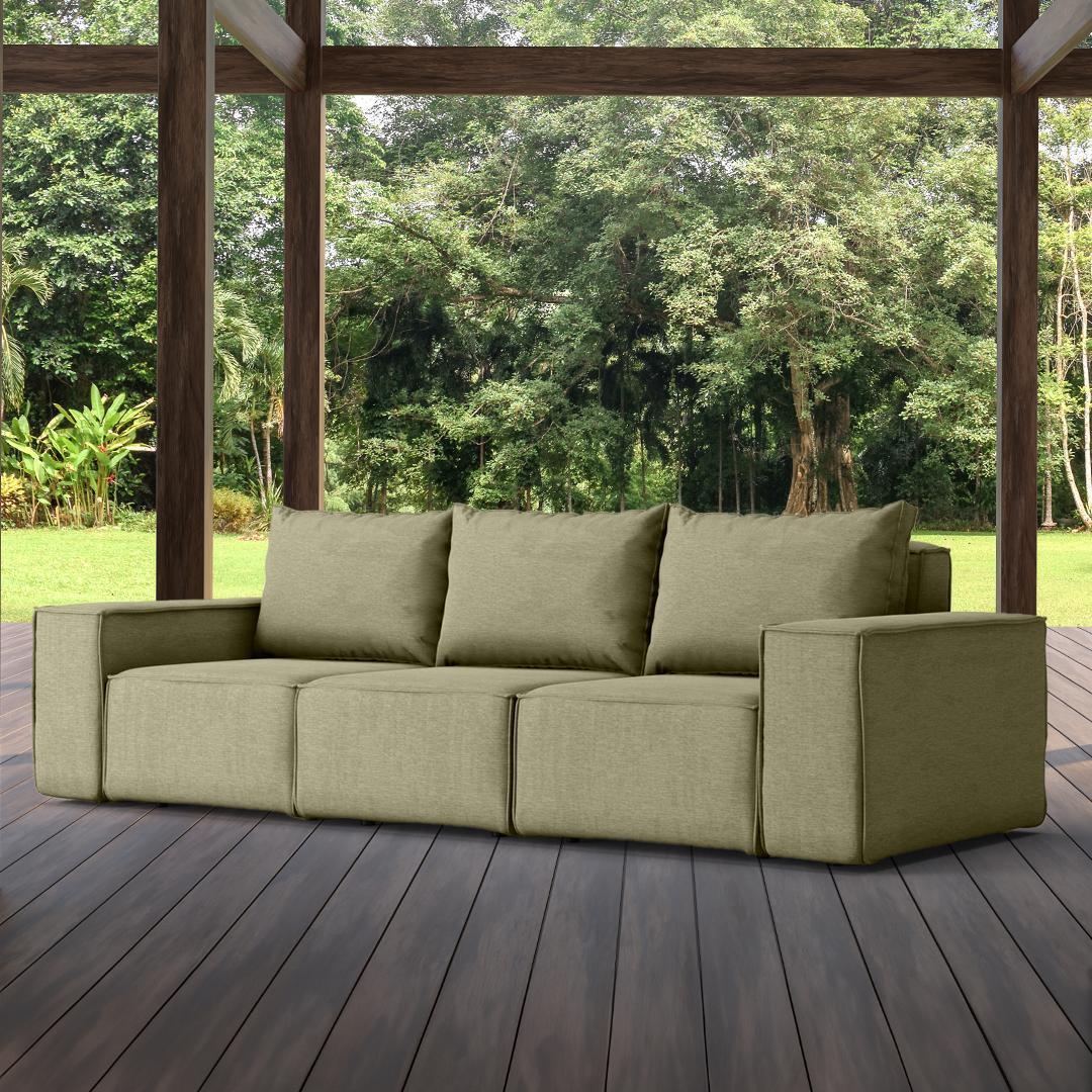Sofa ogrodowa SONNE 245x88x73 cm 3 - osobowa wodoodporna na taras do ogrodu oliwkowa 1 Full Screen