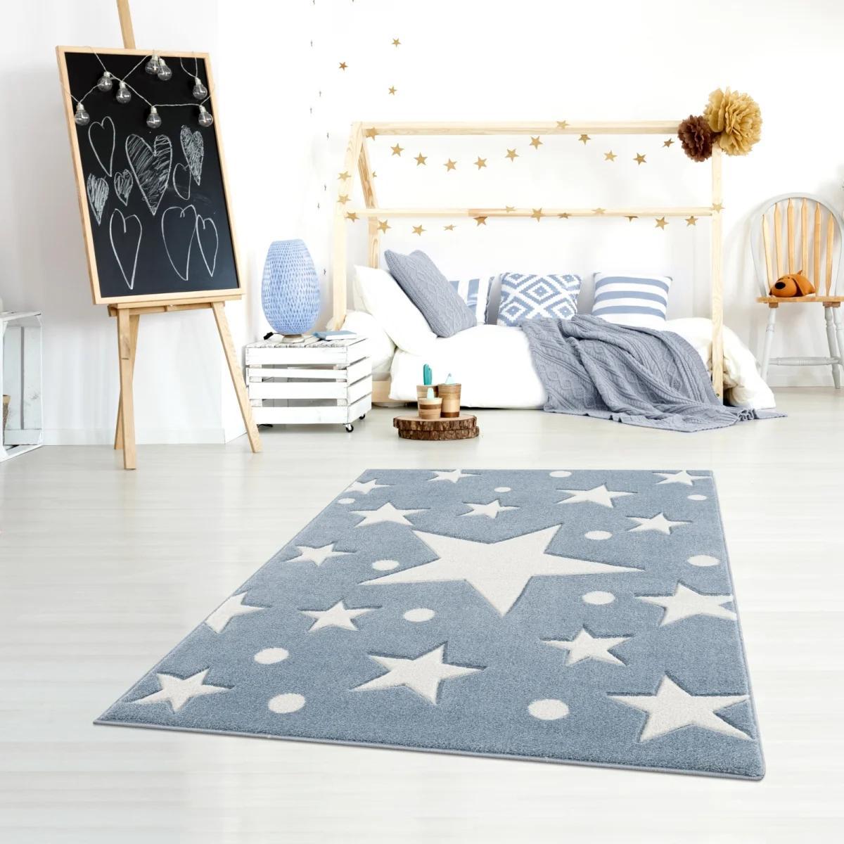 Dywan dziecięcy Estrella Blue 100x160 cm do pokoju dziecięcego niebieski w gwiazdy nr. 1