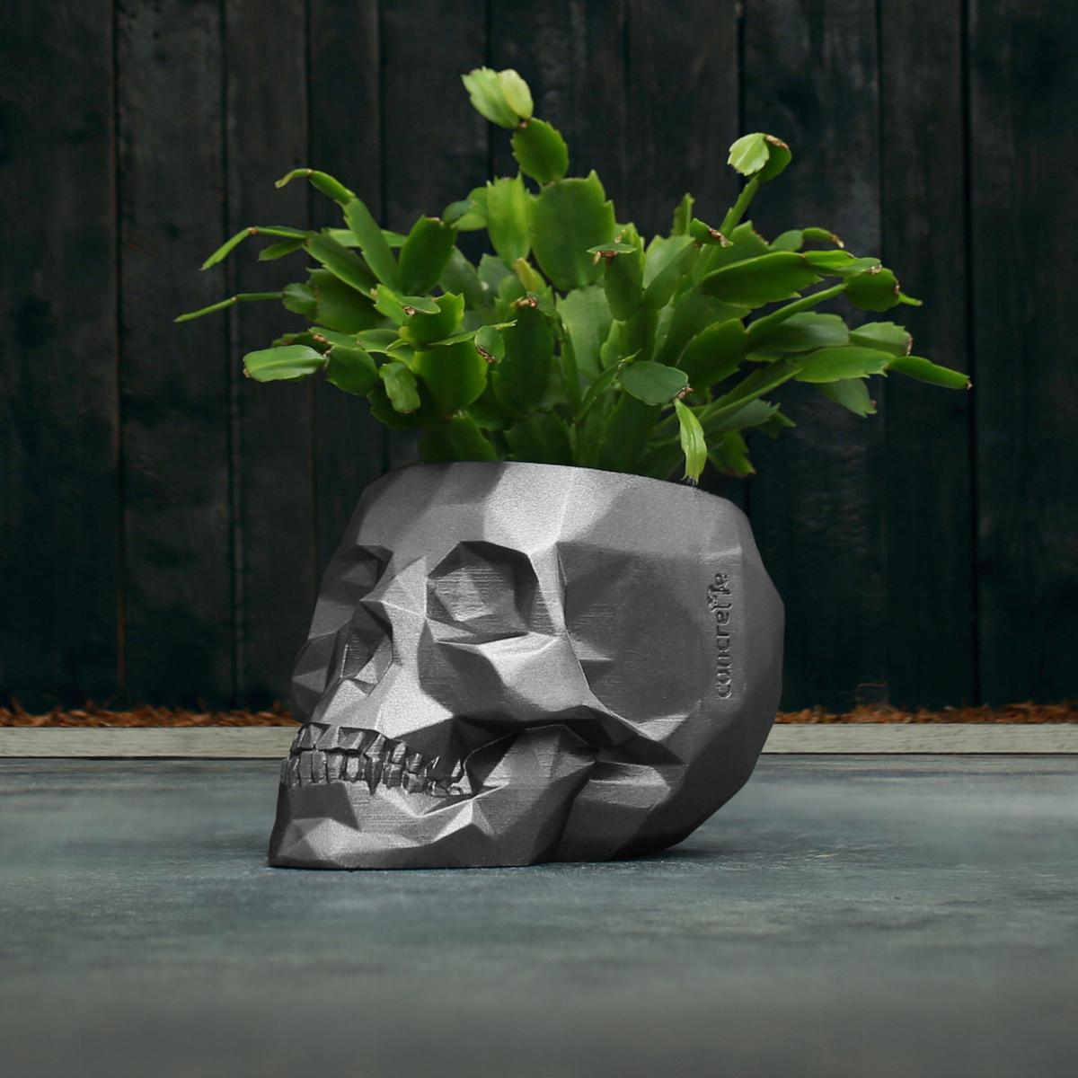 Doniczka betonowa Skull Low-Poly 11 cm | Stal nr. 9