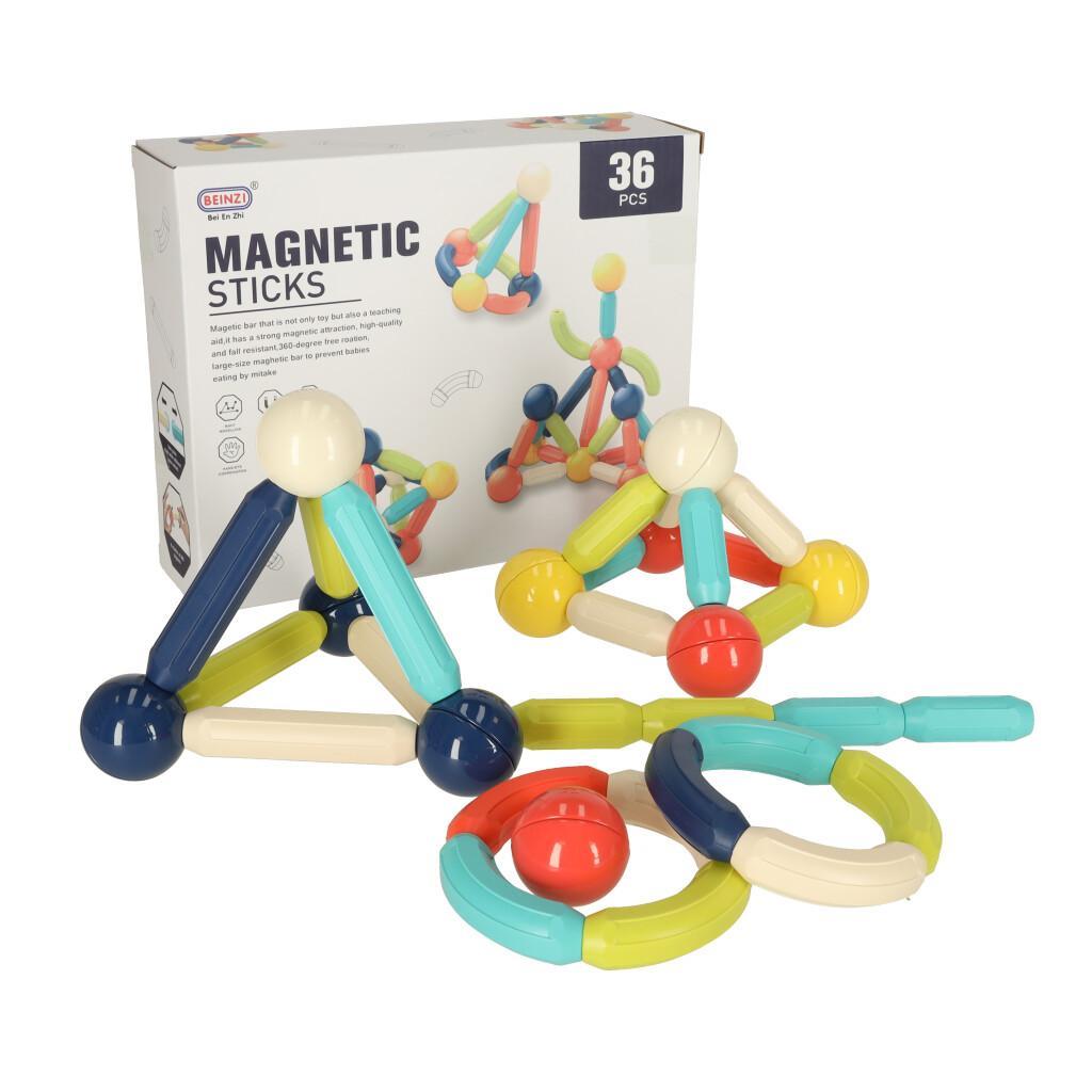 Klocki magnetyczne kolorowe magnetic sticks dla małych dzieci duże patyczki 36 elementów 25x20x6,7 cm 5 Full Screen