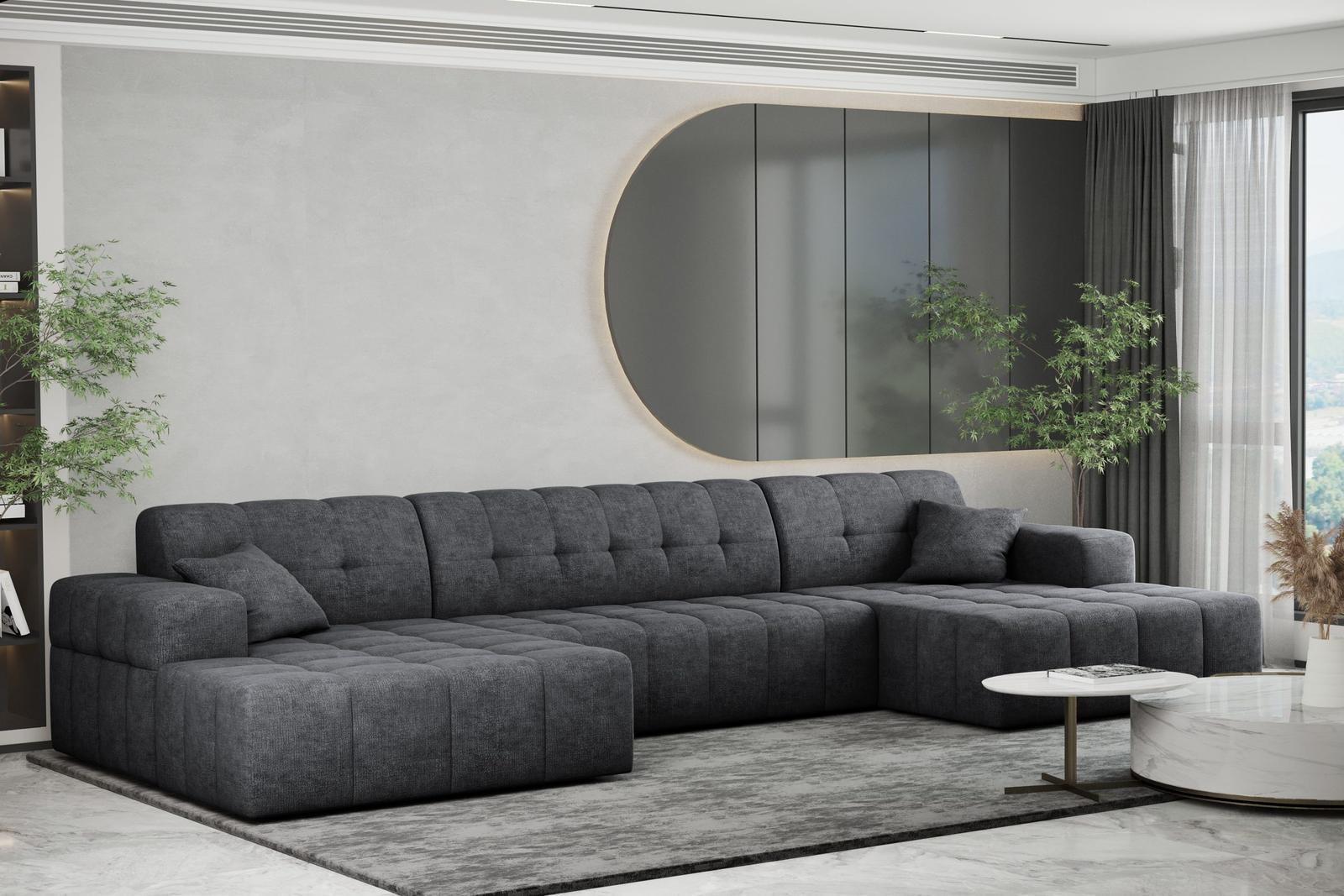 Sofa NIMES 350x82x168 cm bez funkcji spania w kształcie U pikowana do salonu NEVE  ciemnoszara nr. 1