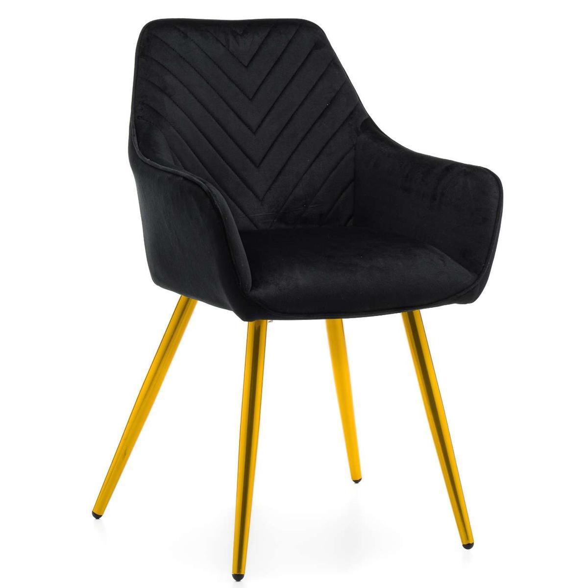 Krzesło VASTO czarne tapicerowane welurem złote nóżki do jadalni lub salonu nr. 1