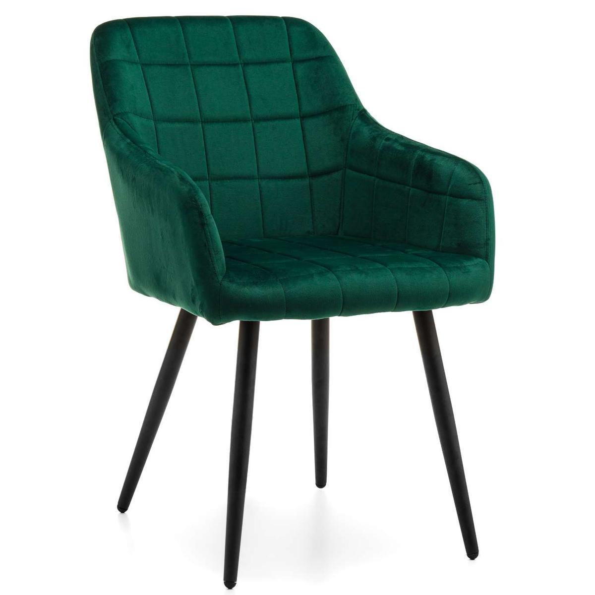 Krzesło ORTE zielone tapicerowane welurowe pikowane do jadalni lub salonu nr. 1