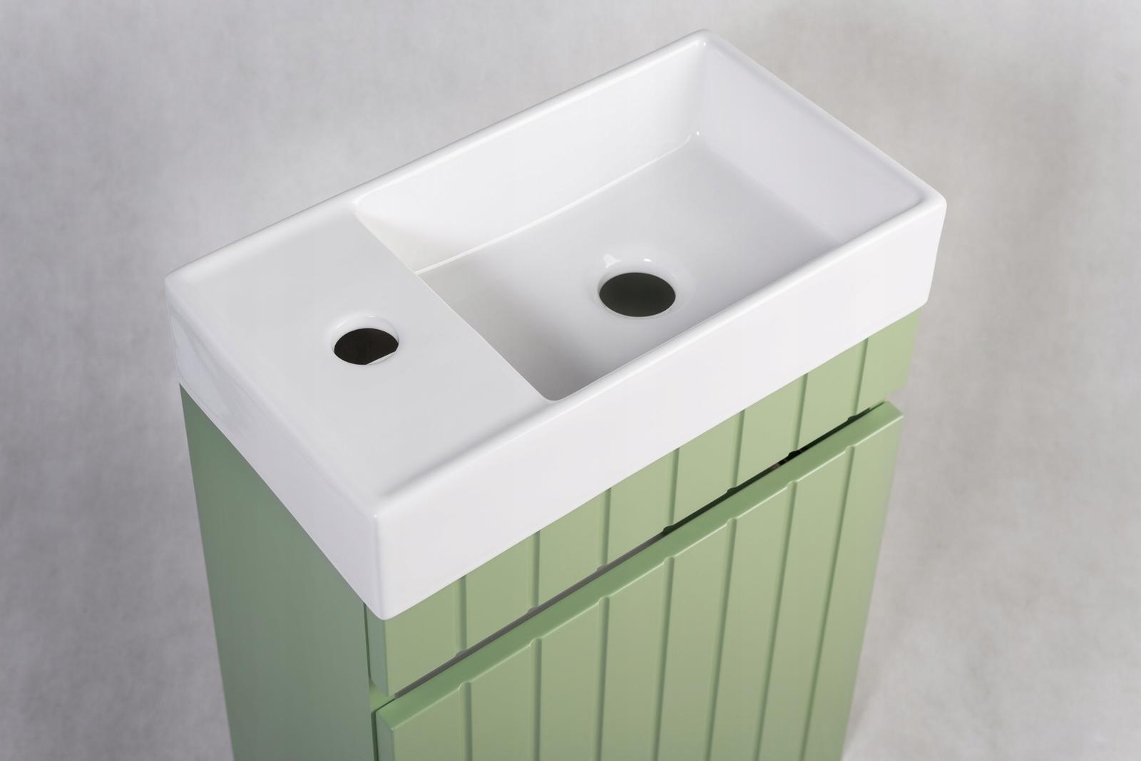 Szafka łazienkowa z Umywalką 40 cm zielona Wisząca frezowany front MDF do łazienki  9 Full Screen