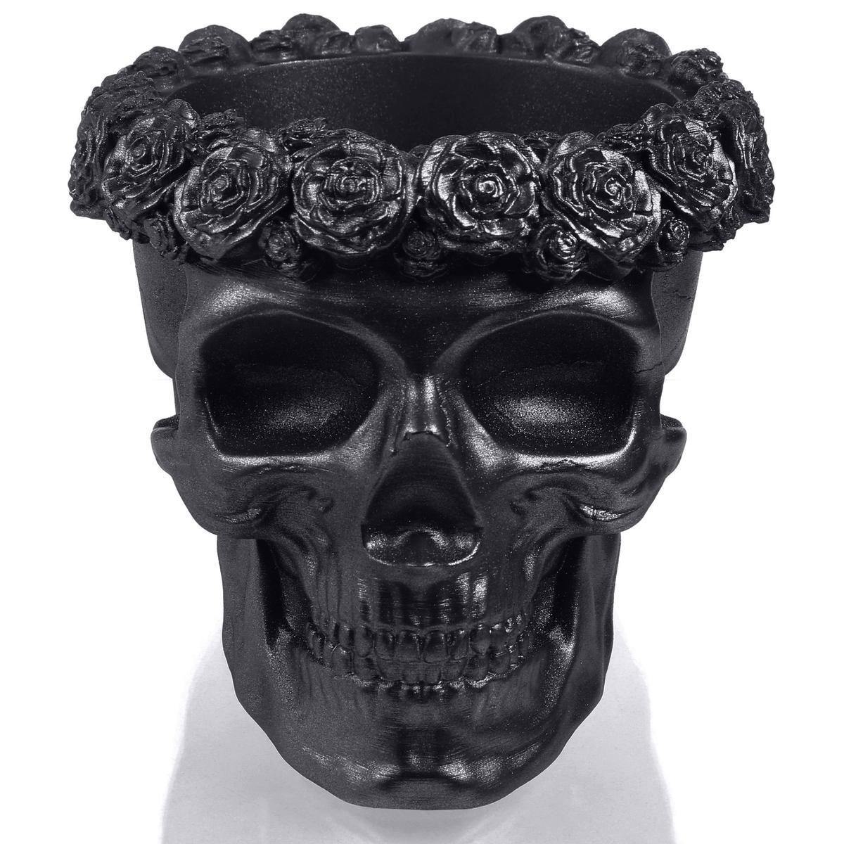 Donica Skull Flowers Black Metallic Poli  9 cm nr. 2