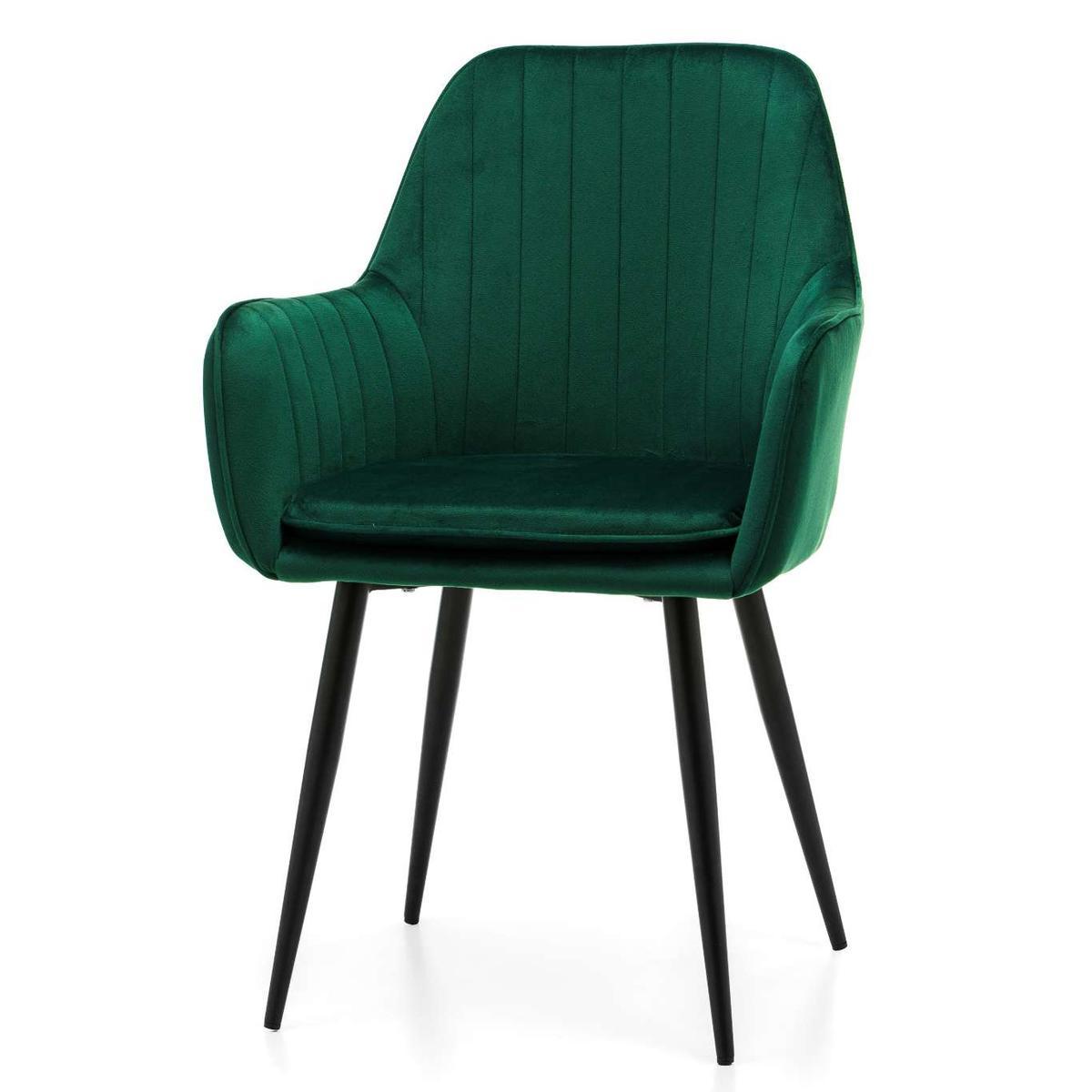 Krzesło EMILIA zielone welurowe pikowane tapicerowane z poduszką do jadalni lub salonu nr. 3