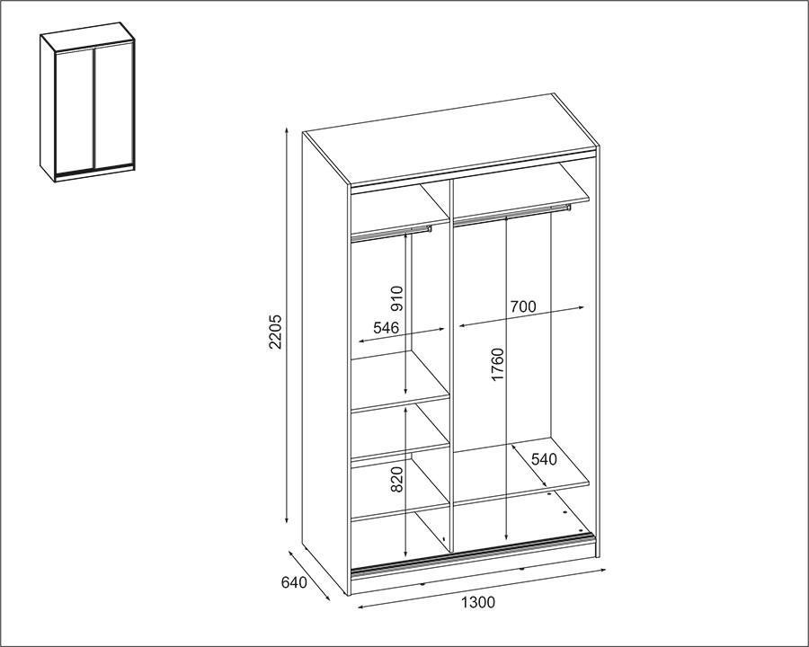 Szafa przesuwna 2-drzwiowa z lamelami do sypialni Biały/Sonoma Jasna 130x220x64cm nr. 4