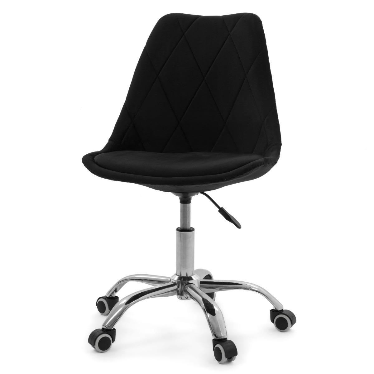 Krzesło do biurka DUBLIN biurowe krzesło obrotowe welurowe z poduszka do pokoju biura czarne nr. 3