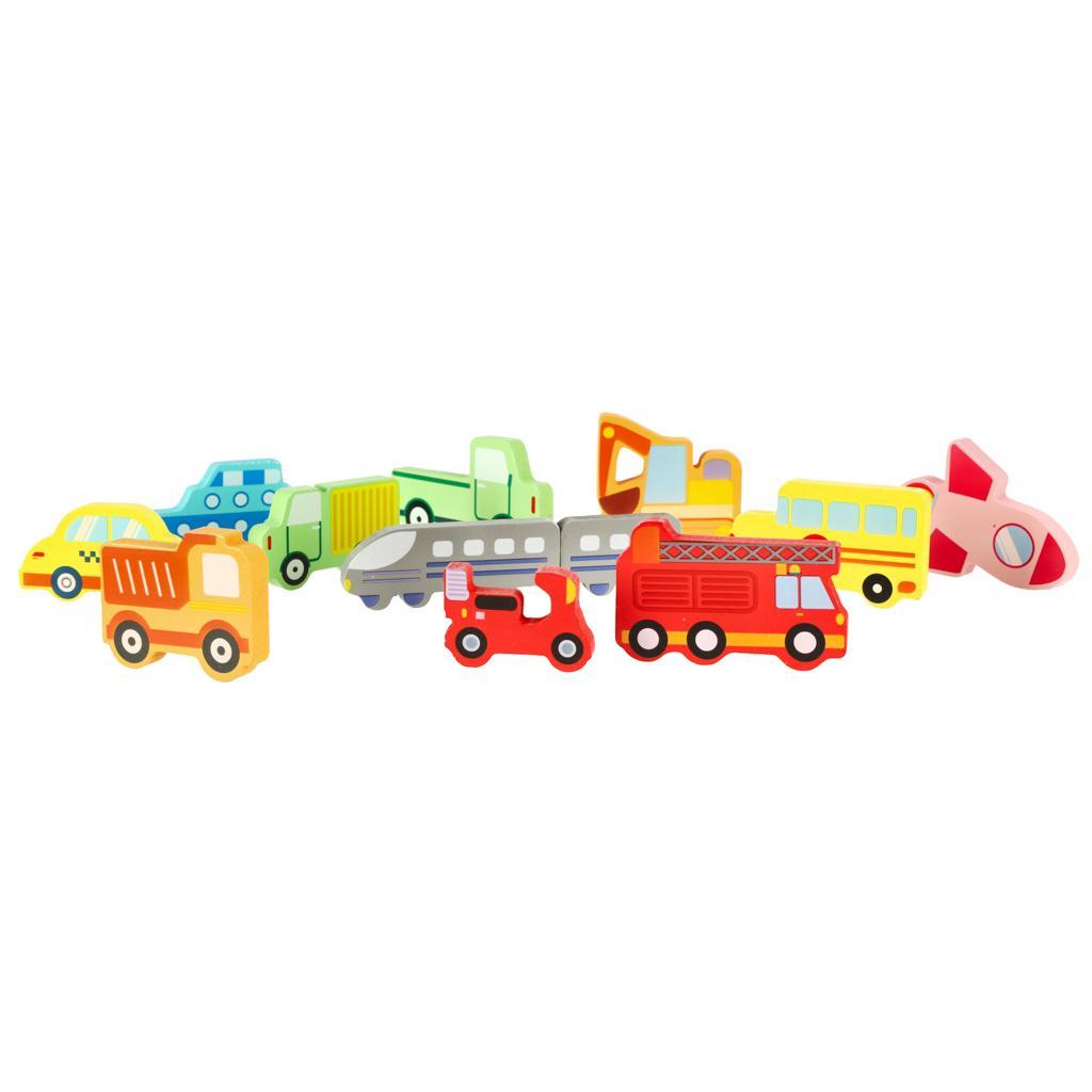 Puzzle układanka edukacyjna kolorowa drewniana sorter dla dziecka kształty pojazdy 17x17x 1 cm 7 Full Screen