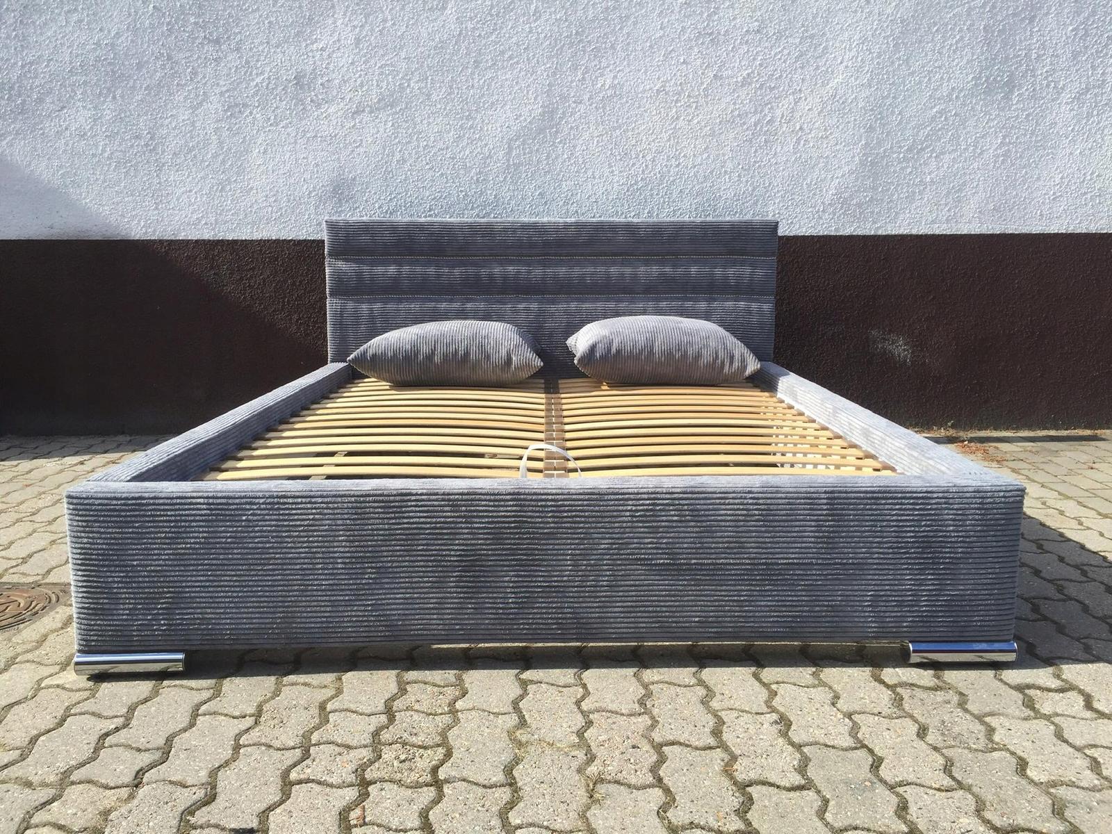 Łóżko Ontario 140x200 welurowe z metalowym stelażem pod materac obicie szare + poduszki do sypialni nr. 3