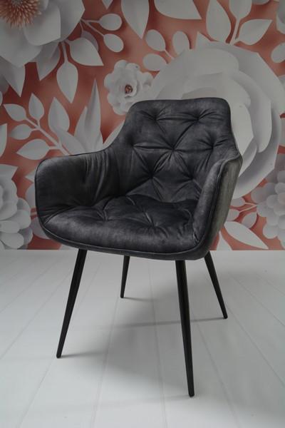 Krzesło Houston 57x85x59 cm pikowane tapicerowane welur szary nogi czarne do jadalni salonu nr. 3