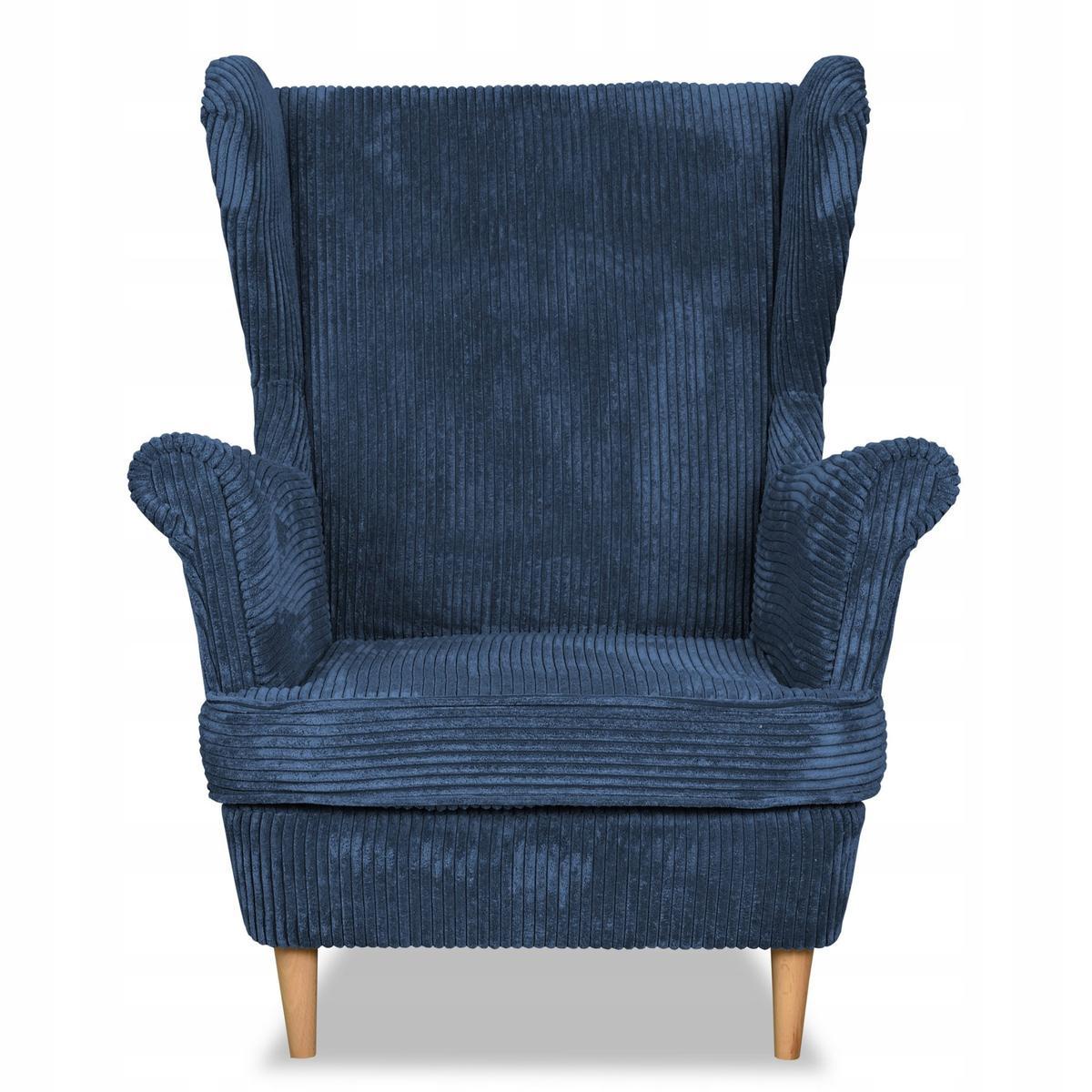 Fotel uszak z podnóżkiem Bonito sztruks niebieski nr. 3