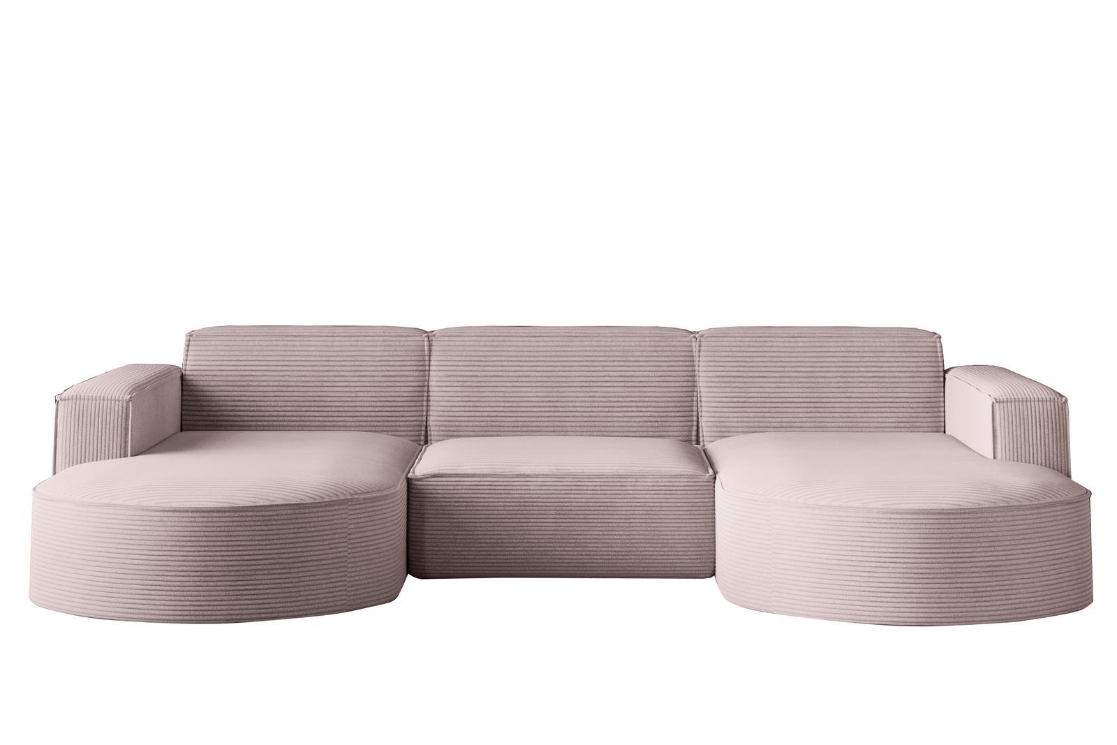 Sofa MODENA STUDIO 299x78x165 cm bez funkcji spania do salonu sztruksowa POSO różowy nr. 1