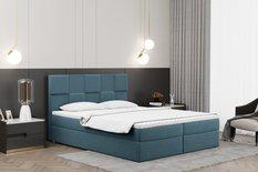 Łóżko CLARA 180x200 cm z funkcją przechowywania i materacem do sypialni jasnoniebieskie