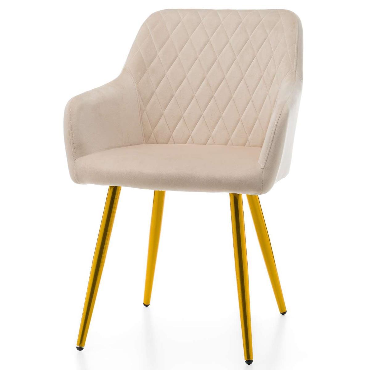 Krzesło TODI beżowe welurowe złote nóżki nowoczesne do jadalni lub salonu  nr. 3