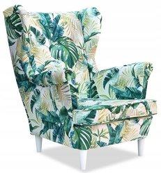 Fotel Uszak 104x92x84 cm do salonu jasny tropik