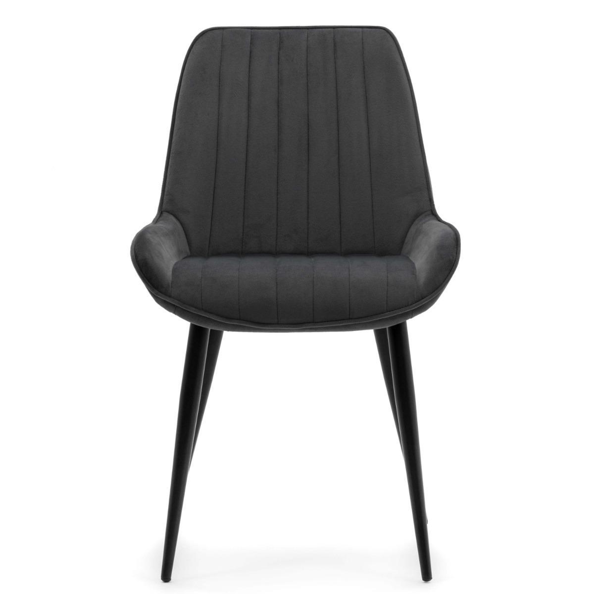 Krzesło LUCA szare tapicerowane welurem czarne nóżki do jadalni lub salonu 1 Full Screen