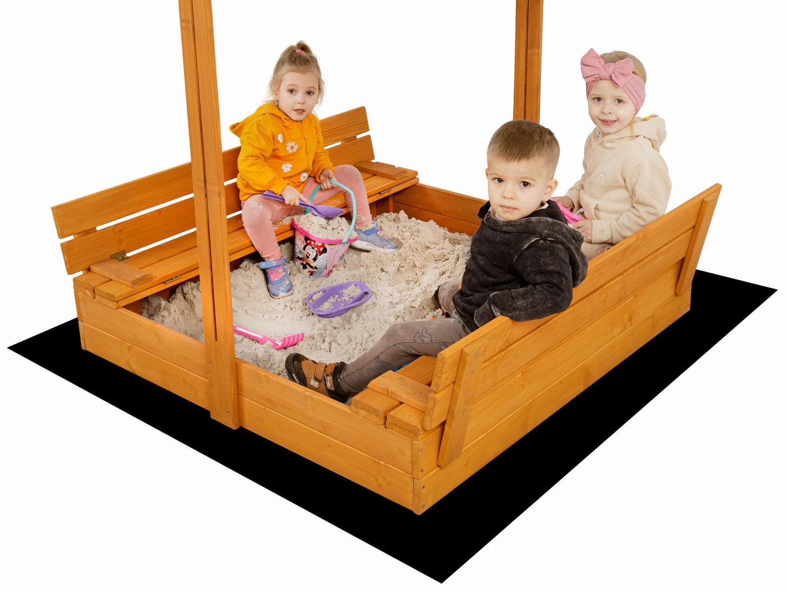 Piaskownica z daszkiem 120x20x120 cm zamykana z ławeczkami drewniana impregnowana do ogrodu dla dzieci  10 Full Screen