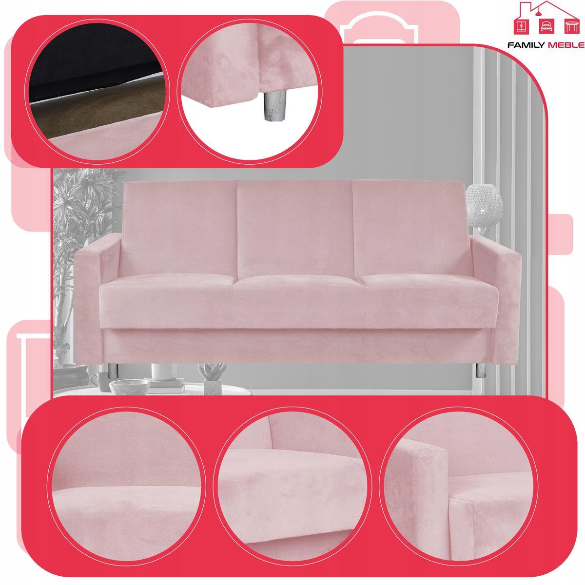 Zestaw wypoczynkowy wersalka fotele jasny różowy 3 Full Screen