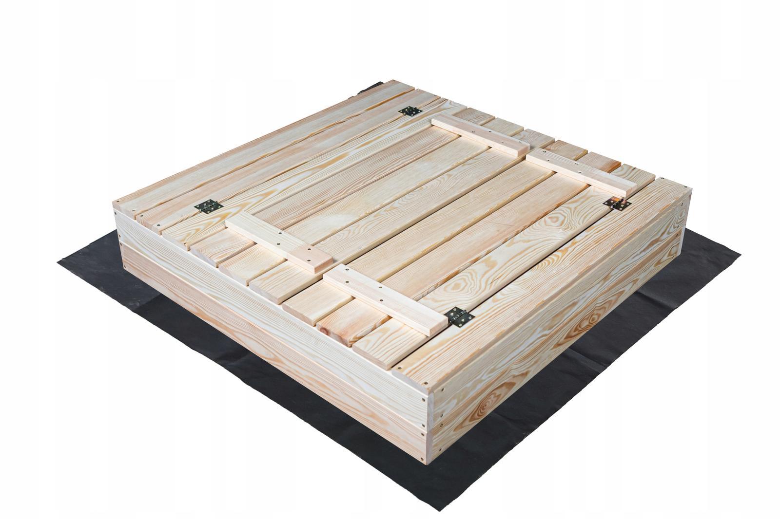 Piaskownica drewniana zamykana z ławkami 100x100 cm do ogrodu  nr. 5