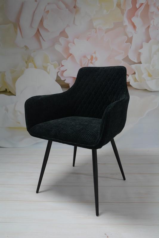 Fotel Lizbona krzesło 57,5x84,5x59 cm sztruks czarny metalowe nogi czarne do salonu nr. 2