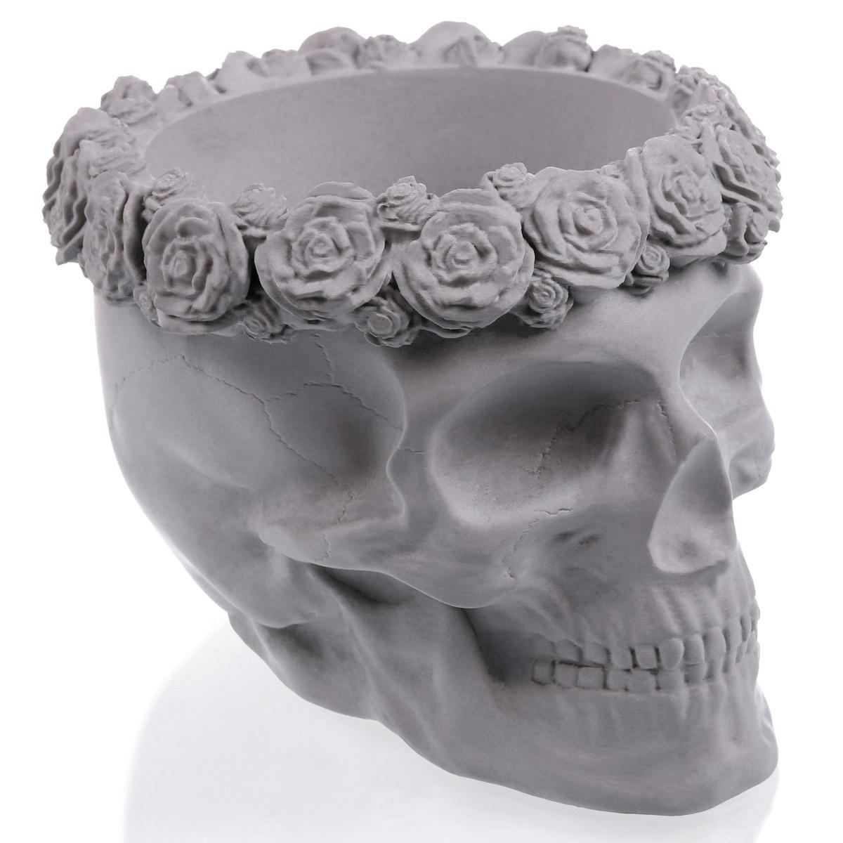 Donica Skull Flowers Unpainted  9 cm nr. 1