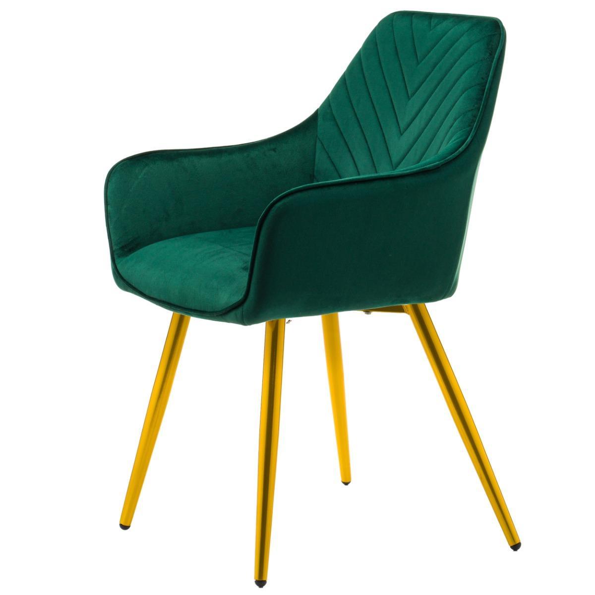 Krzesło VASTO zielone tapicerowane welurem złote nóżki do jadalni lub salonu  4 Full Screen