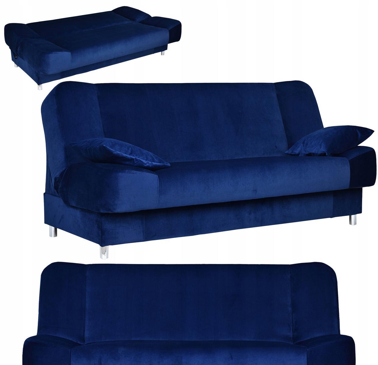 Wersalka SARA 200x94 cm niebieska rozkładana kanapa z pojemnikiem na pościel kobaltowa sofa do salonu 0 Full Screen
