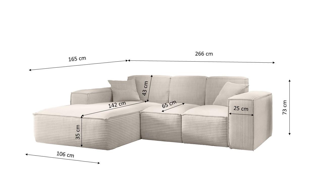 Narożnik, kanapa narożna w kształcie litery L, kanapa do salonu SIENA tkanina Poso 8 Full Screen