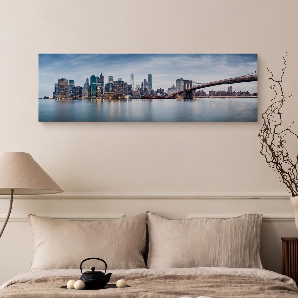 Obraz Do Jadalni PANORAMA Nowego Yorku Miasto Ocean Most 145x45cm 5 Full Screen