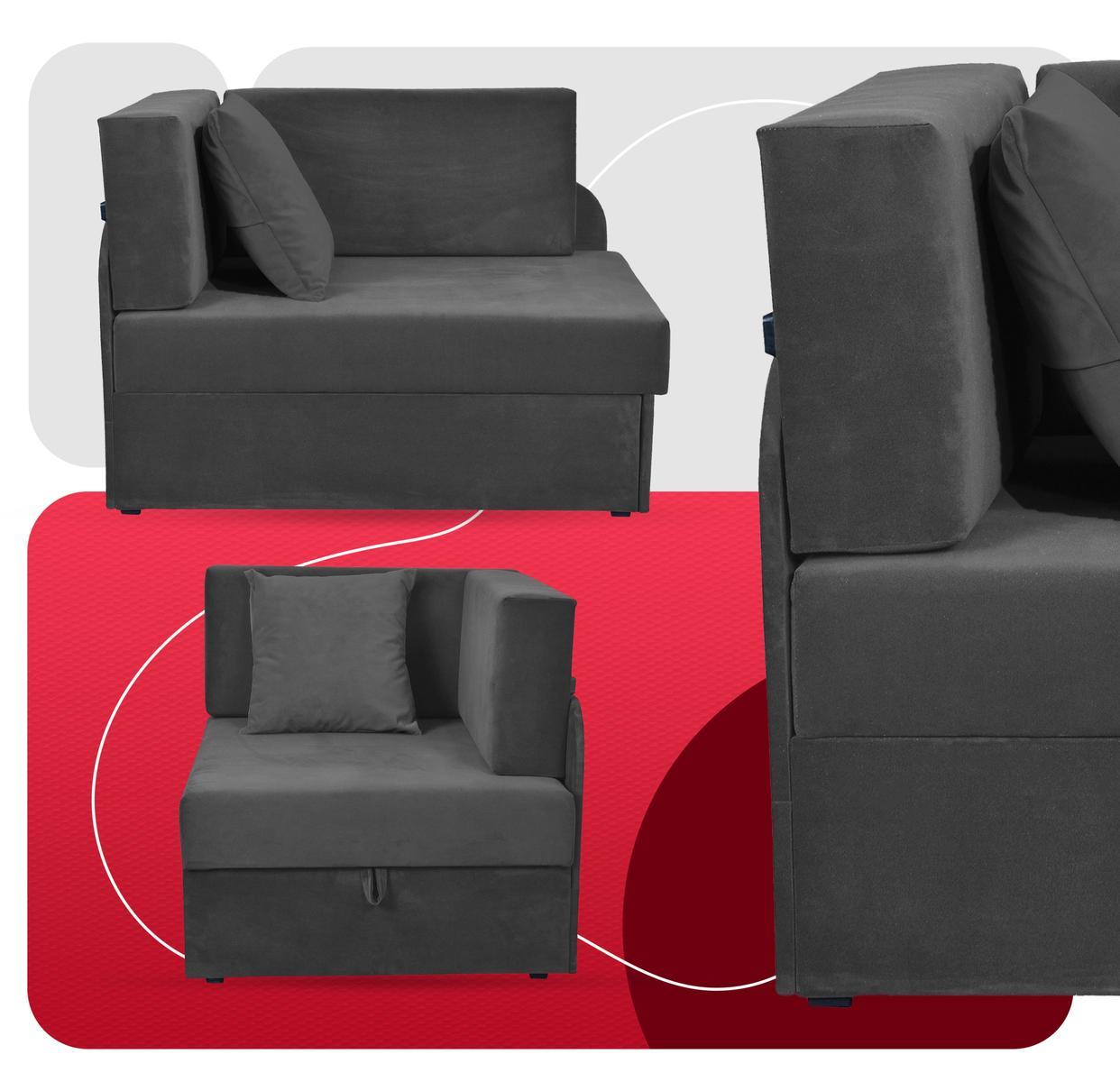Sofa rozkładana DENIS 109x78 cm szara z pojemnikiem na pościel narożnik tapczan kanapa dla dziecka 2 Full Screen