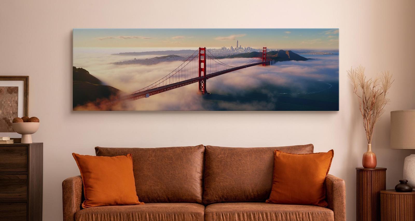 Obraz Do Salonu MOST Golden Gate We Mgle Pejzaż San Francisco 145x45cm 4 Full Screen